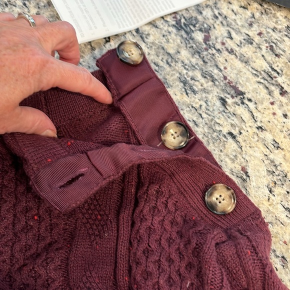 Talbots maroon cabled oversized lightweight poncho sweater - Picture 10 of 11